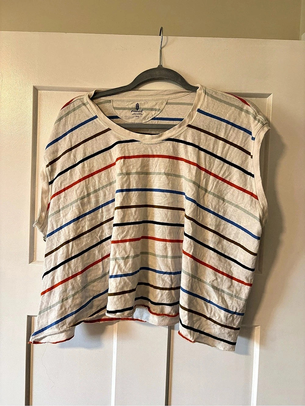 Free People All Clear Striped Cami Cream & Blue Size Medium